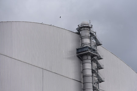 Sarcophagus of the Chernobyl nuclear reactor.の写真素材