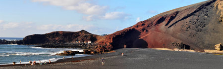 Volcanic landscape in Lanzarote, Canary Islands, Spainの写真素材