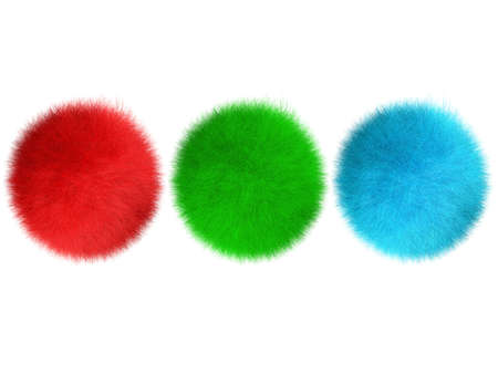 three-dimensional image of spheres covered by fur  hair の写真素材