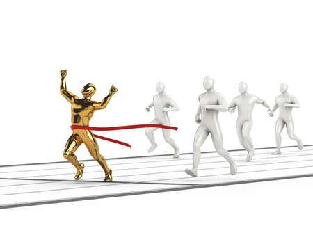 Winning men joyfulness at sport distance on isolated white background  3d rendered illustration の写真素材