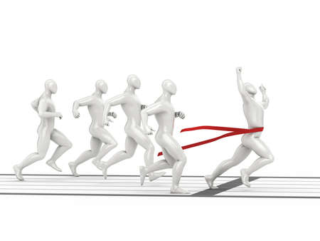Mens group running at sport distance on isolated white background  3d rendered illustration の写真素材