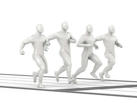 Mens group running at sport distance  3d rendered illustration の写真素材