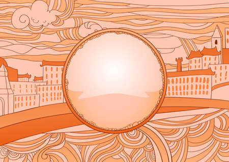 City theme label  place for your text   Hand made vector illustration のイラスト素材