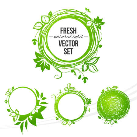 Vector natural colored circle labels set designのイラスト素材