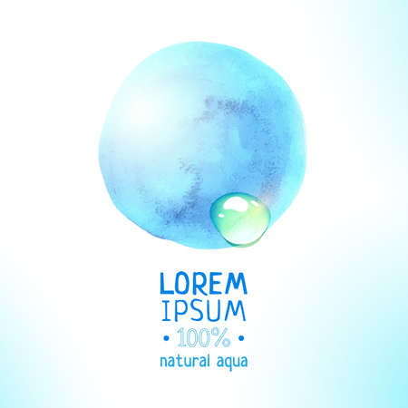 Natural aqua vector watercolor circle. Eco friendly aqua illustration.のイラスト素材