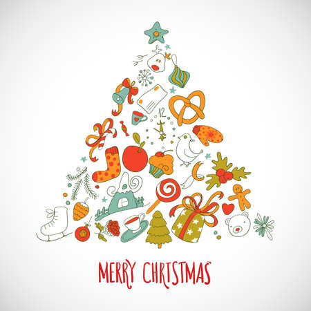 Merry christmas drawing elements.のイラスト素材
