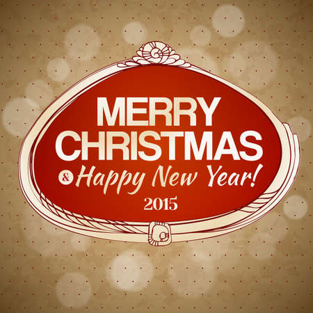 Typography vector Xmas hand drawing label. Merry christmas bright design with sketch elements.のイラスト素材