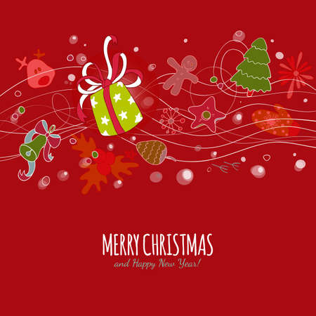 Vector Merry Christmas drawing background. Beautiful Xmas elements illustration. Holidays card.のイラスト素材