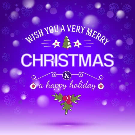 Typography vector Xmas card design. Merry christmas sketch illustration with snowflakes and sky.のイラスト素材