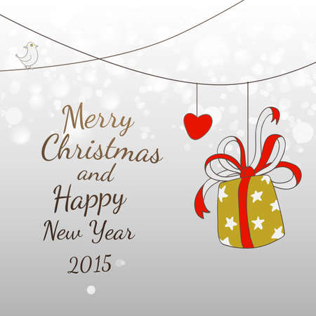 Vector Xmas easy drawing card design. Text greetings. Fun Merry Christmas elements. Holidays gift.のイラスト素材