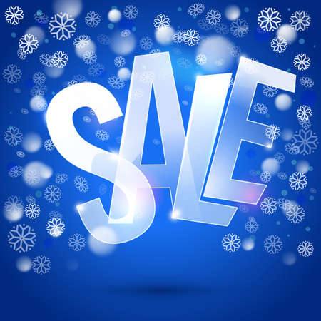 Sale vector illustration with snow. Typography emblem for your business. Marketing banner.のイラスト素材