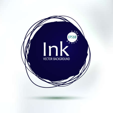 Vector abstract hand drawing circle blob. Creative design element. Ink background for your text.のイラスト素材