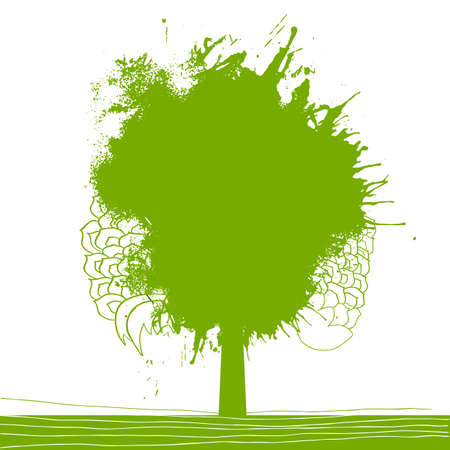 Ecology symbol. Green splash decorative tree. Eco friendly icon, concept illustration. Decorative organic element.のイラスト素材