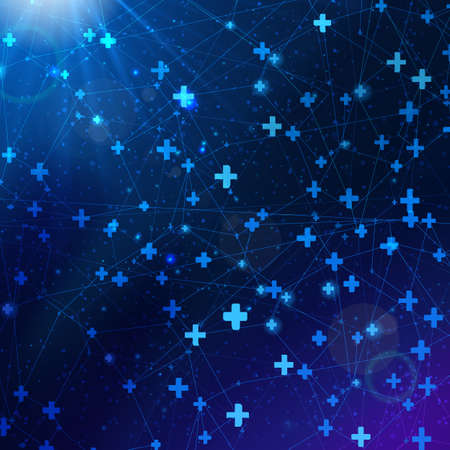Vector abstract cosmic background with pluses symbols. Technology and business offer creative...