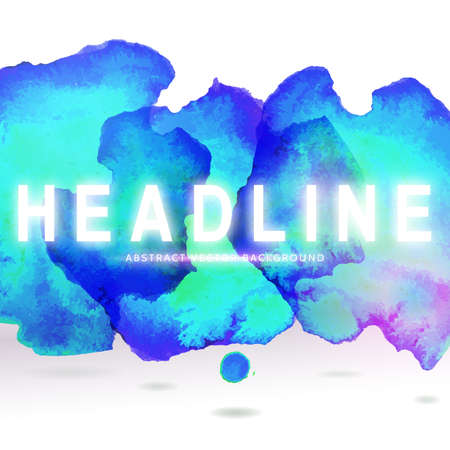 Ice blue centered decorative watercolor banner. Vector hand drawing abstract illustration for business headline. Winter banner.のイラスト素材