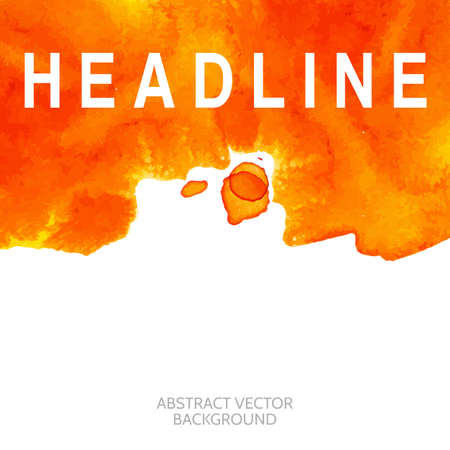 Orange top oriented decorative watercolor banner. Vector hand drawing abstract frame for business headline.のイラスト素材