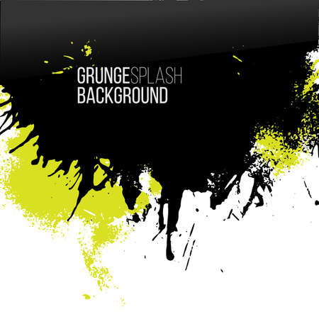 Vector green and black paint decorative splash border. Vector illustration banner. Creative hand-drawing place for headlineのイラスト素材