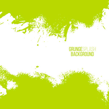 Grunge background with summer green splash frame. Vector illustration border. Creative hand-drawing banner. Invitation design elements.のイラスト素材