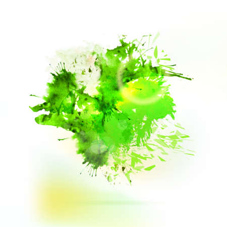 Vector abstract hand drawing green watercolor splash. Creative decor. Ink background for banner and pages.のイラスト素材