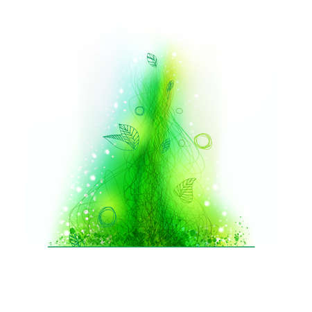 Green lines drawing decor. Abstract vector design element. Hand drawing linear illustrations.のイラスト素材