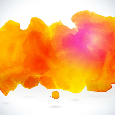 Orange centered decorative watercolor background. Vector hand drawing abstract illustration for business headline.のイラスト素材