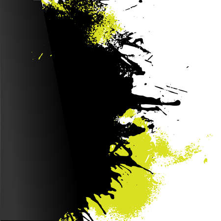 Vector green and black paint decorative splash border. Vector illustration banner. Creative hand-drawing place for headlineのイラスト素材