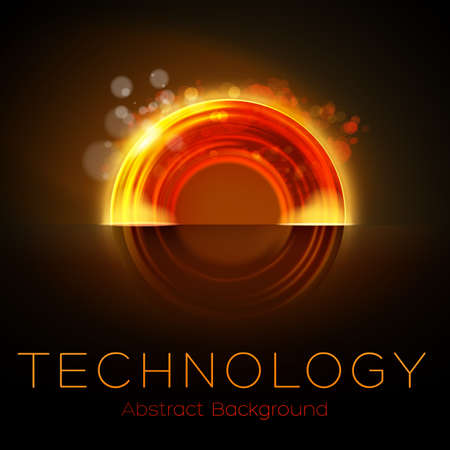 Vector abstract. Hot colors abstract circle badge at night background. Modern award concept.のイラスト素材
