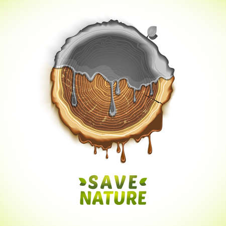 Vector drawing save nature, ecology problem concept. Conceptual eco friendly hand drawing illustration.のイラスト素材
