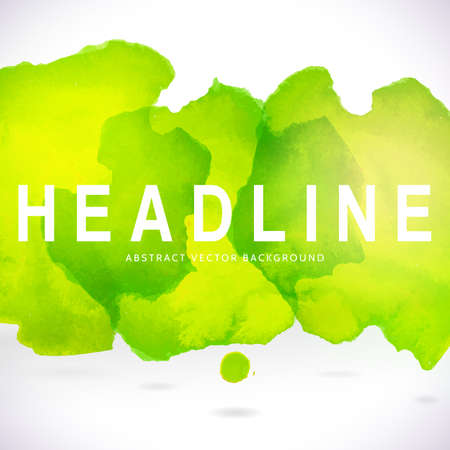 Summer green centered decorative watercolor banner. Vector hand drawing abstract illustration for business headline.のイラスト素材