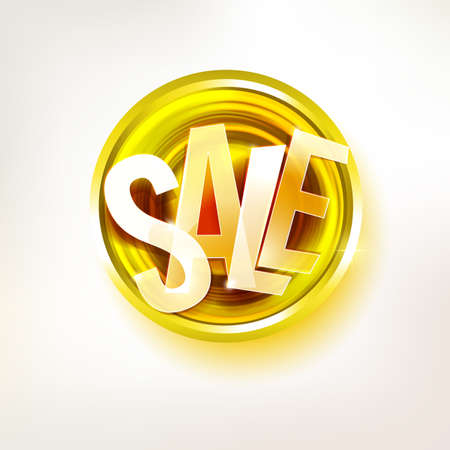 Sale label. Vector medal illustration. Bright gold, yellow colors business offer.のイラスト素材