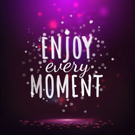 Enjoy every moment hand drawing lettering  card. Magic night life style offer.のイラスト素材