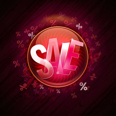 Winter hot night sale offer circle label at dark wooden background.  Flyer with hot sale typography. Percent symbols.のイラスト素材