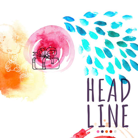 Bright multicolored blob background for Summer Design. Abstract , bright drawing sketch illustration. Birthday and Happy Holidays wishes card.のイラスト素材