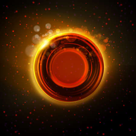  Orange, red and gold colors abstract circle badge at night background. Modern industrial or technology concept.のイラスト素材
