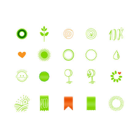 Eco friendly  sketch vector icons set. Natural ingredients symbols for fresh food packadge.のイラスト素材