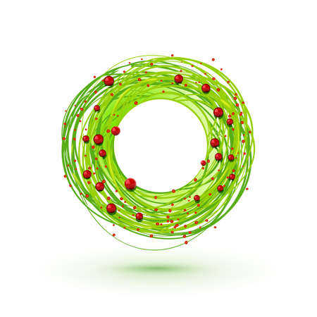 Modesrn style drawing Christmas wreath. Xmas circle symbol. Vector sketch.のイラスト素材