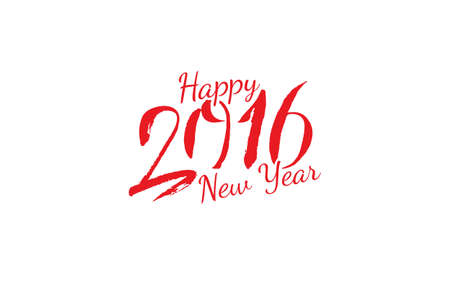 Vector red color New year holidays greetings calligraphy. Sketch art, design element for card and...
