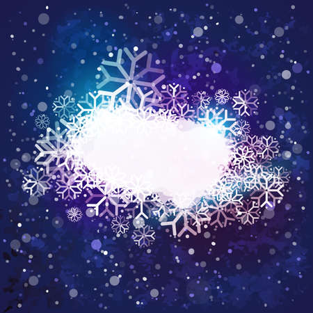 Snow sky background with label. Winter cloud for text. Seasonal banner design.のイラスト素材