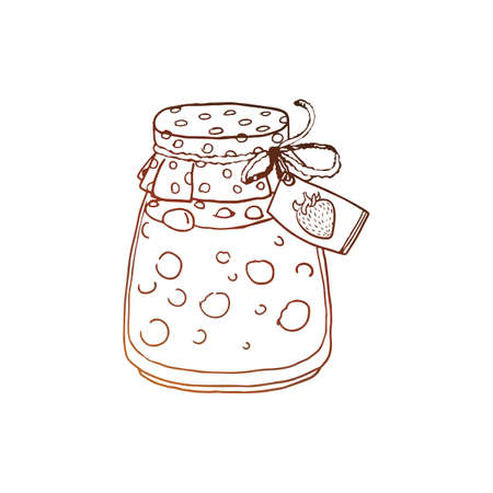 Berry jam simple vector sketch. Linear pen drawing vector sketch.のイラスト素材