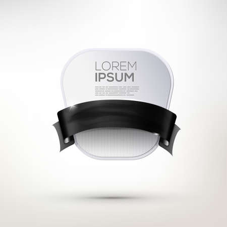 Empty paper badge with black ribbon. Vector pin. Black friday flayer.のイラスト素材