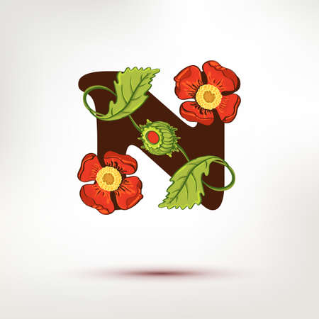 Drawing floral icon letter. Vector emblem for hand drawing service.のイラスト素材
