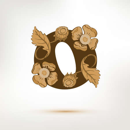 Drawing floral icon letter. Vector emblem for hand drawing service.のイラスト素材