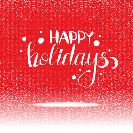 Vector red colored Happy holidays greetings calligraphy. Sketch art, design elements for card and invitations.のイラスト素材