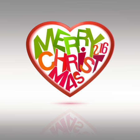 Merry Christmas Heart label. Holidays vector illustration for winter seson greetings.のイラスト素材