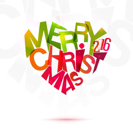 Merry Christmas Heart label at white background. Holidays vector illustration for winter seson greetings.のイラスト素材