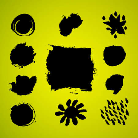 Abstract shapes. Vector grunge drawn splashes collection. Grunge brushes. Vintage design elements. Grunge texture.のイラスト素材