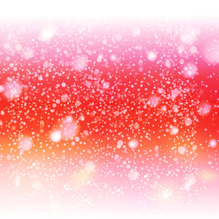 Decorative red sky with snow illustration. Cute nature illustration.のイラスト素材