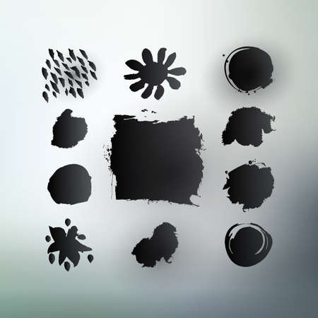 Abstract shapes. Vector grunge Paranormal splashes collection. Grunge brushes. Vintage design elements. Grunge texture.のイラスト素材