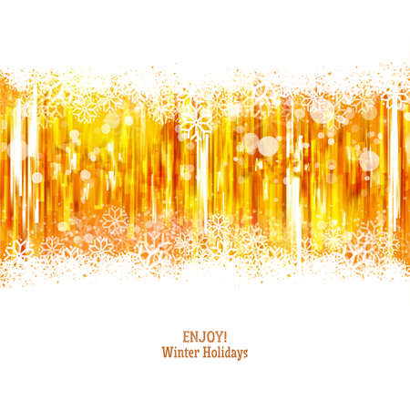 Holidays background with snowflakes and lights. Golden events background.のイラスト素材