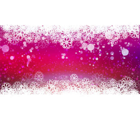 Pink and red colors Holidays background with snowflakes and lights. Winter vector illustration.のイラスト素材